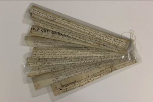 Fig. 11: The encapsulated fragments were kept in the groupings as received using waxed linen thread or archival tape.
