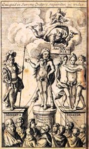 Seventeenth-century depiction of an orator bringing images to the minds of his listeners in a book on the art of memory